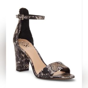 Vince Camuto Corlina Ankle Strap Sandal - Grey Snakeskin Size 5.5